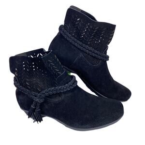 Abeo Biosystem Nicole Black Suede Laser Cut Bootie 6.5 N Western Cowgirl Tassel